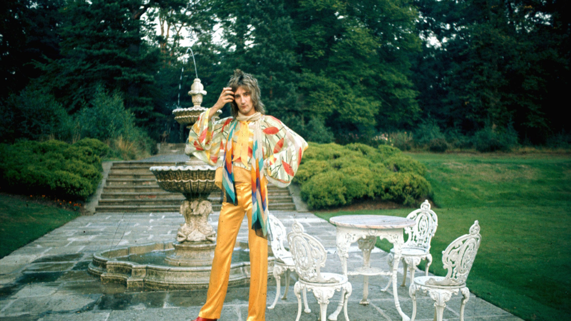 Pop Star Rod Stewart in the garden of his home at Windsor Berks August 1973 1970s.