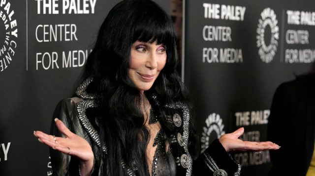 Cher poses at the premiere of the documentary film Bob Mackie: Naked Illusion at the Directors Guild of America, Monday, May 13, 2024, in Los Angeles.