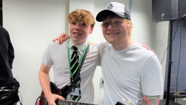 Ed Sheeran with a Sheffield College music student