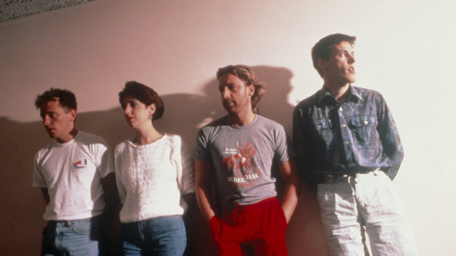 New Order debut gig story - from left Bernard Sumner, Gillian Gilbert, Pter Hook, Stephen Morris